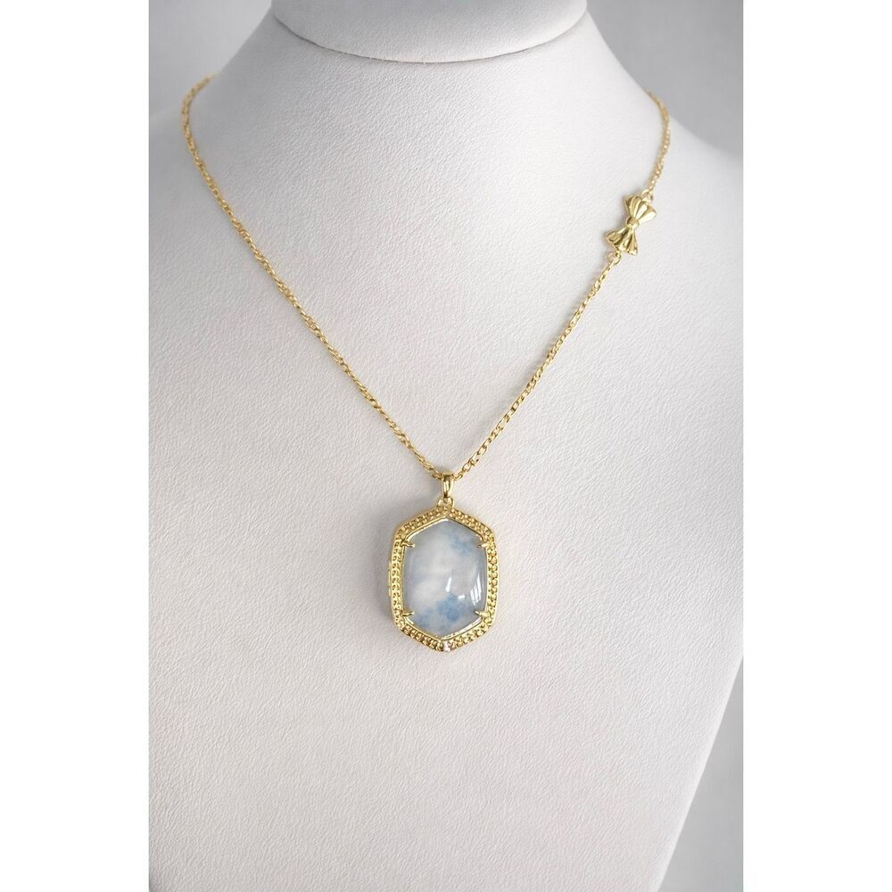 Kendra Scott x LoveShackFancy Daphne Locket Necklace Blue Agate Texas Boutique
